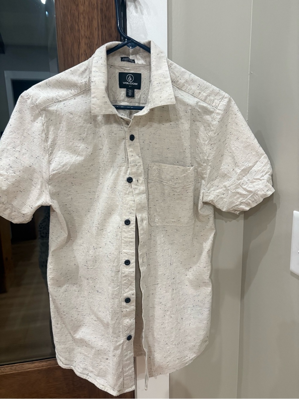 Volcom Cream Speckled Short-Sleeve Button-Down Shirt